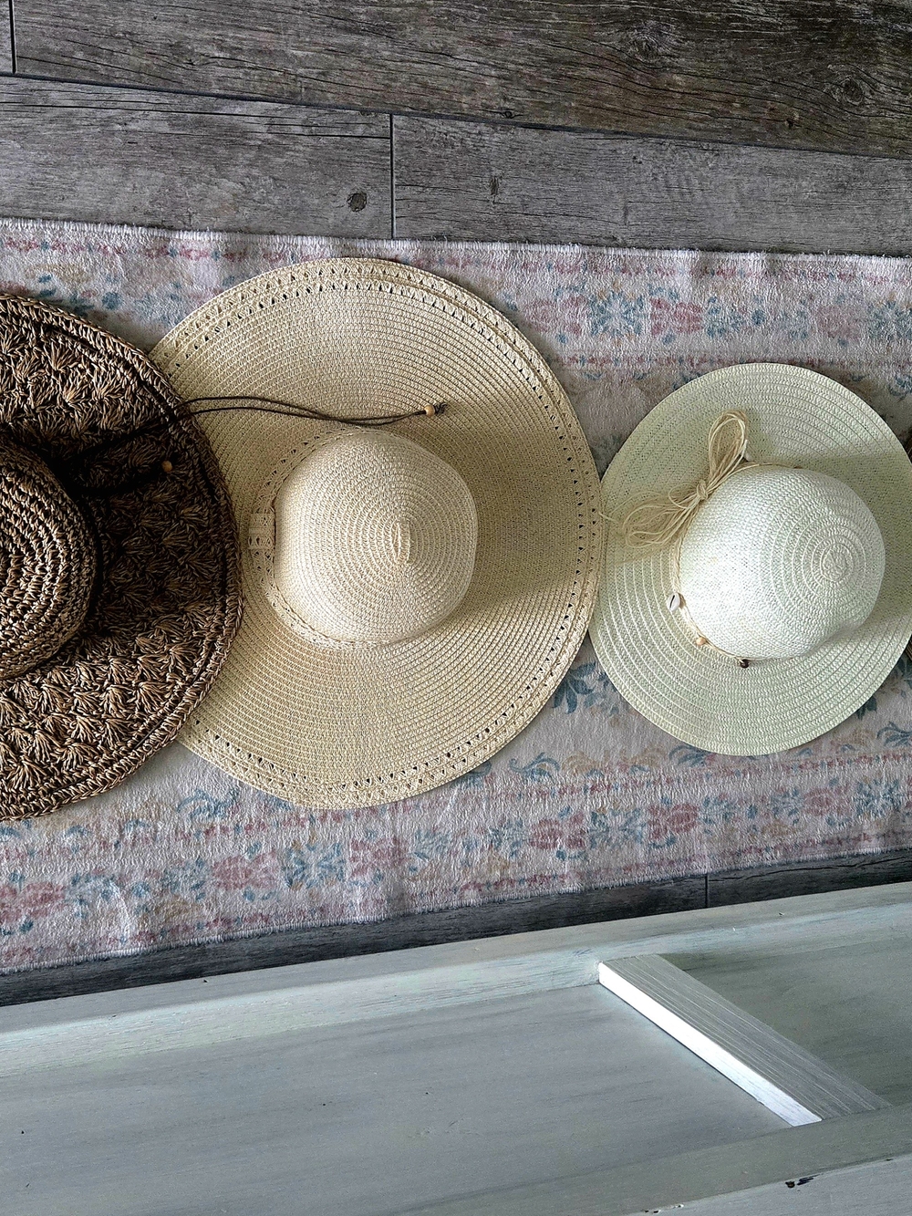 4 Straw Sun Hats - Natural, Beige, Brown